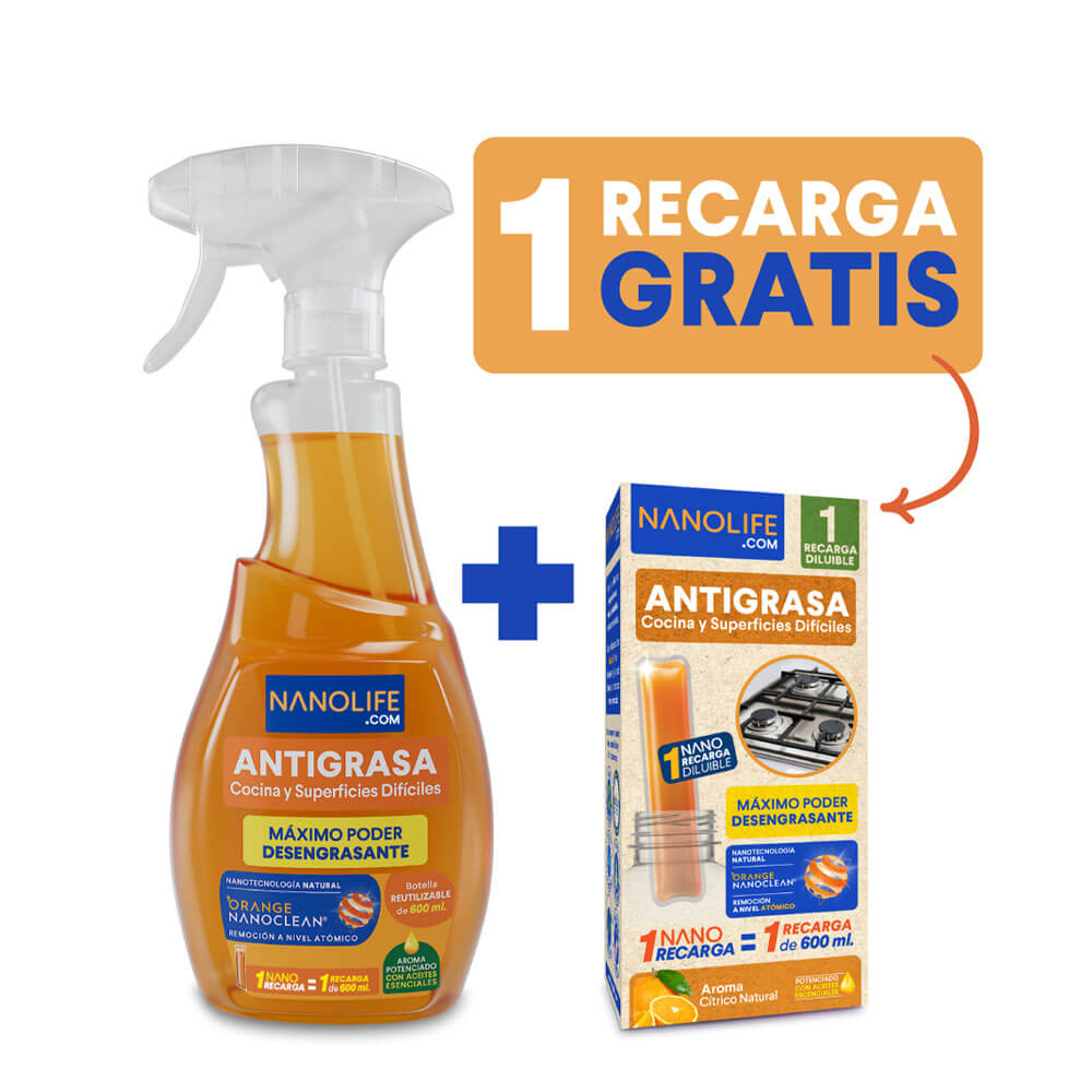 Antigrasa Nanolife 600ml (Incluye Recarga)