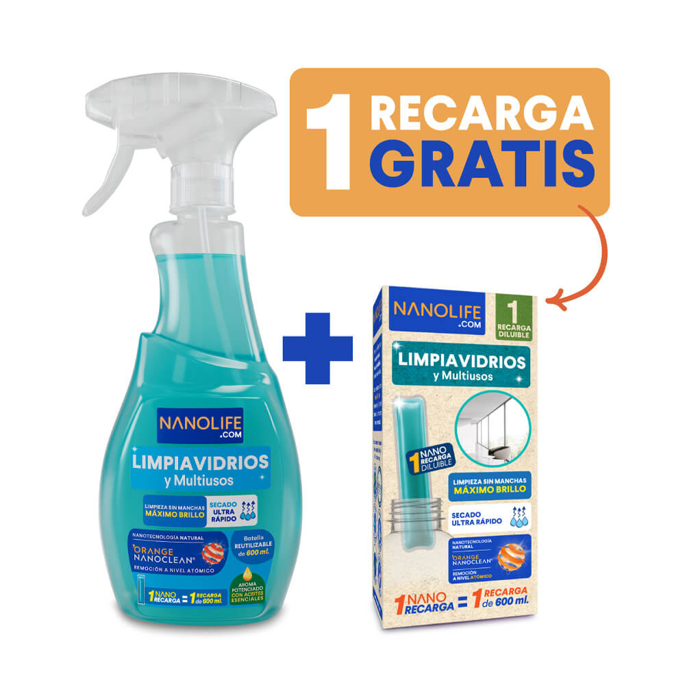 Limpia Vidrios Nanolife 600ml (Incluye Recarga)