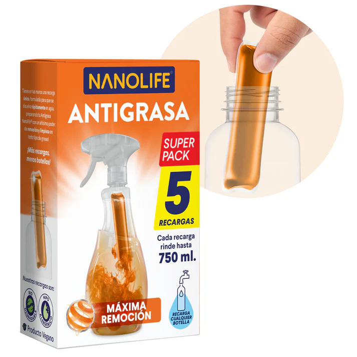 Desengrasante Recarga 5un Max Remoció Nanolife