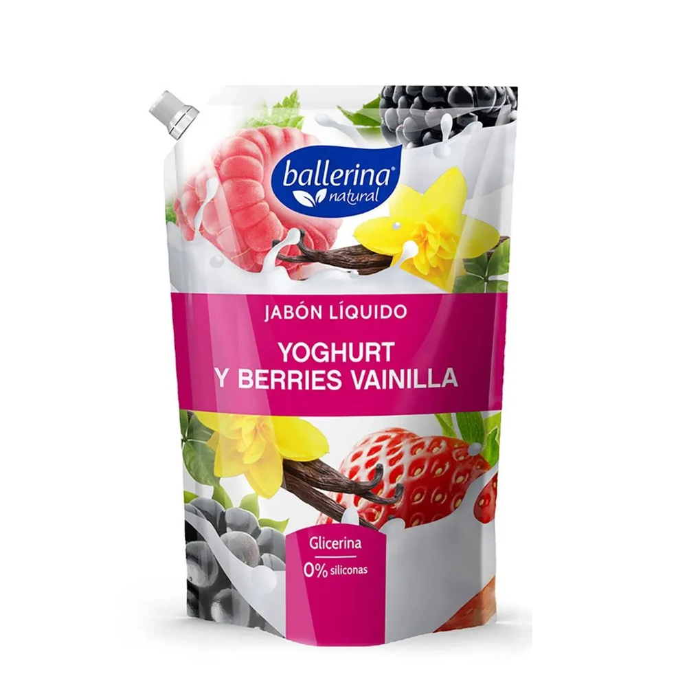 Jabón líquido Ballerina yoghurt y berries vainilla doypack 750 ml